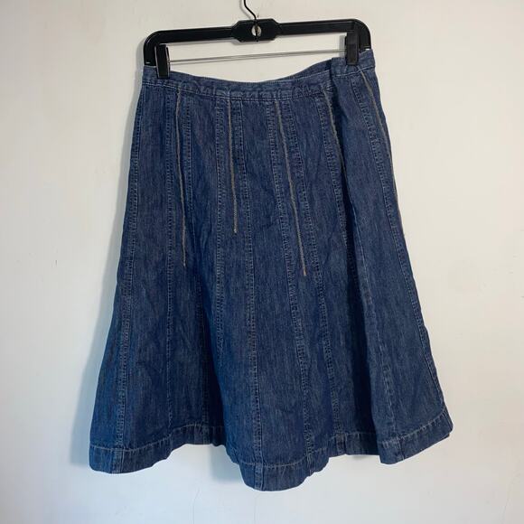 Y2K Denim Flared‎ Midi Skirt SZ 20W Western Farm Vtg Modest Cottagcore Boho - Picture 1 of 7